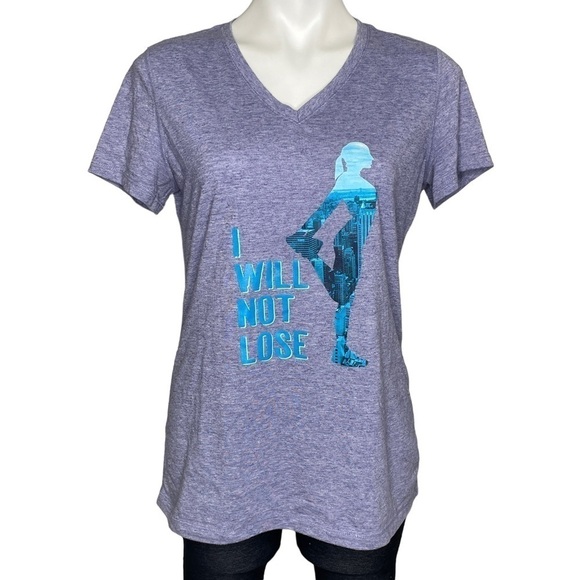 Danskin Now I Will Not Lose v neck tee Large - Picture 2 of 6